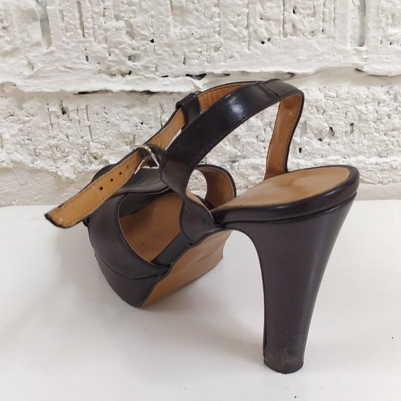 BLACK PLATFORM SANDAL HEELS - Picture 3 of 7